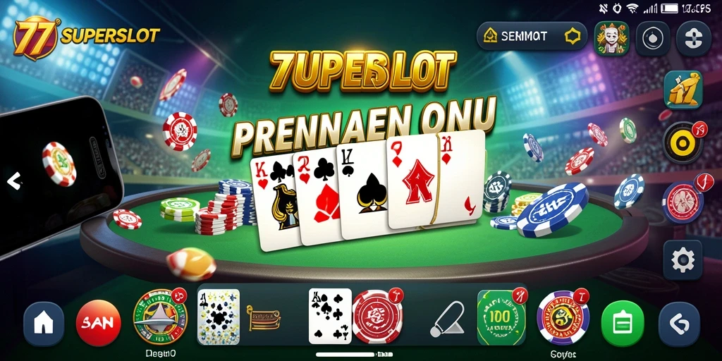 Tampilan gameplay seru dalam 77SUPERSLOT dengan kartu Domino.