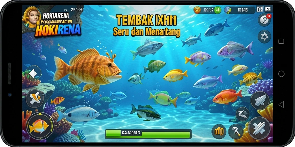 Tangkapan layar permainan HOKIARENA dengan aksi menembak ikan yang seru.