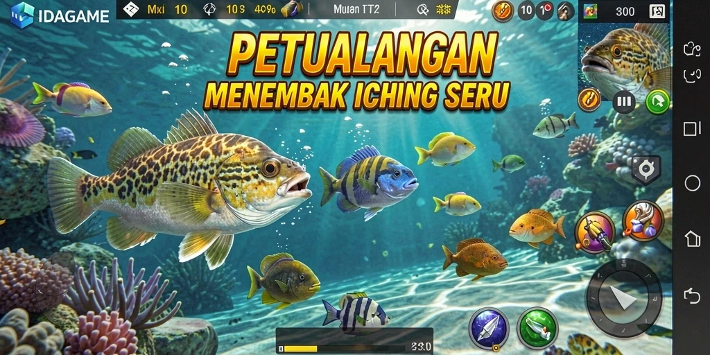 Screenshot gameplay IDAGAME yang menunjukkan serunya menembak ikan.