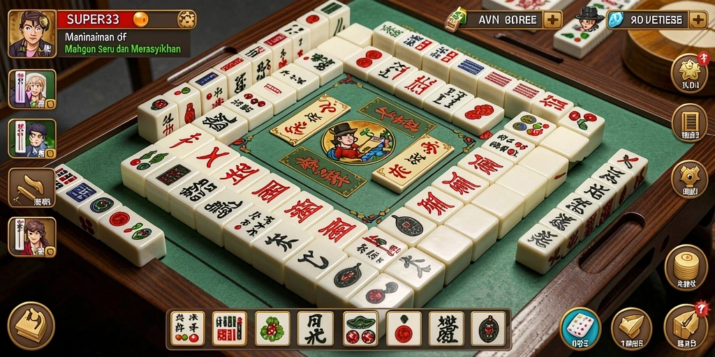 Screenshot utama SUPER33 menampilkan gameplay Mahjong yang seru dan mendebarkan.